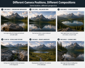 Changing camera position Camera position comparison.